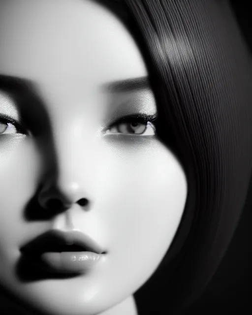 Image similar to black and white dreamy young beautiful female artificial intelligence, cinematic, rim light, photo - realistic, elegant, high detail, 8 k, masterpiece, photo taken in 1 9 3 0