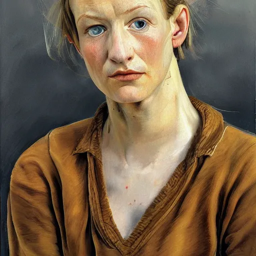 Prompt: high quality high detail painting by lucian freud, hd, portrait of a blonde, photorealistic lighting