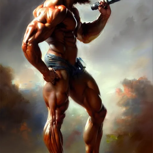 Prompt: muscular gigachad by daniel gerhartz, trending on art station