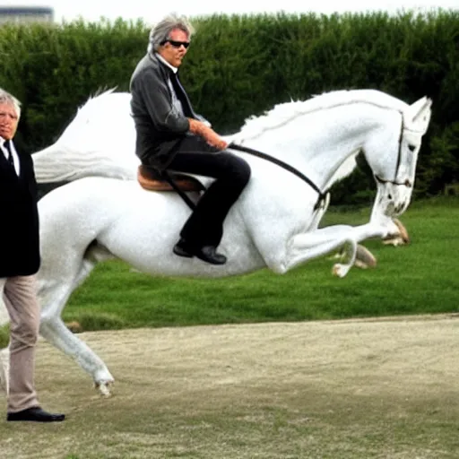 Image similar to harrison ford riding a white stallion