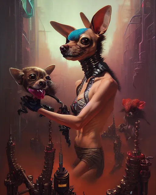 Prompt: rabid chihuahua fantasy character portrait, ultra realistic, wide angle, intricate details, blade runner artifacts, highly detailed by peter mohrbacher, boris vallejo, hajime sorayama aaron horkey, gaston bussiere, craig mullins