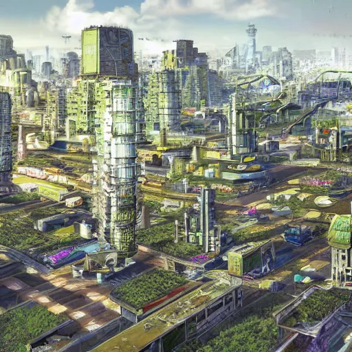 AI Art: Dense Solarpunk City by @eyo1991