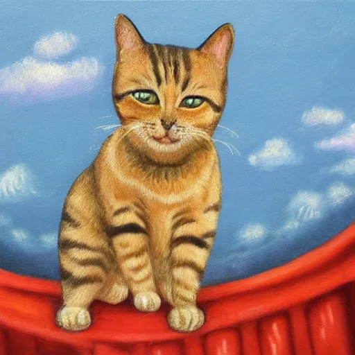 Prompt: detailed painting of a little cat alone on a big stage wide angle