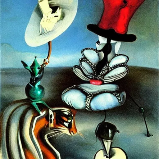 Image similar to Alice in Wonderland, painted by Salvador Dali