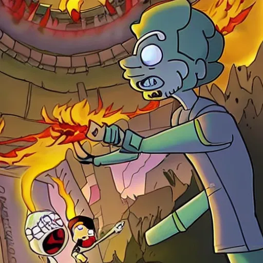 Prompt: morty smith making an adventure into donte's inferno