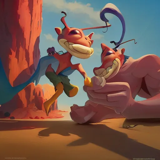 Image similar to hero world the ren & stimpy show, behance hd by jesper ejsing, by rhads, makoto shinkai and lois van baarle, ilya kuvshinov, rossdraws global illumination