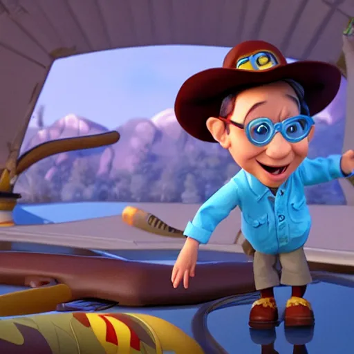 Image similar to steven spielberg as a pixar disney character from up 2 0 0 9 unreal engine octane render 3 d render photorealistic