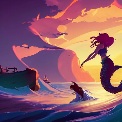 Image similar to painting mermaid treasure on sea of thieves game avatar hero smooth face median photoshop filter cutout vector, behance hd by jesper ejsing, by rhads, makoto shinkai and lois van baarle, ilya kuvshinov, rossdraws global illumination