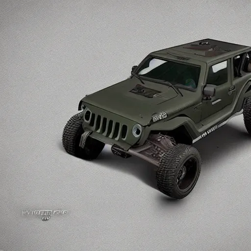 Image similar to concept art jeep inspired by halo warthog.