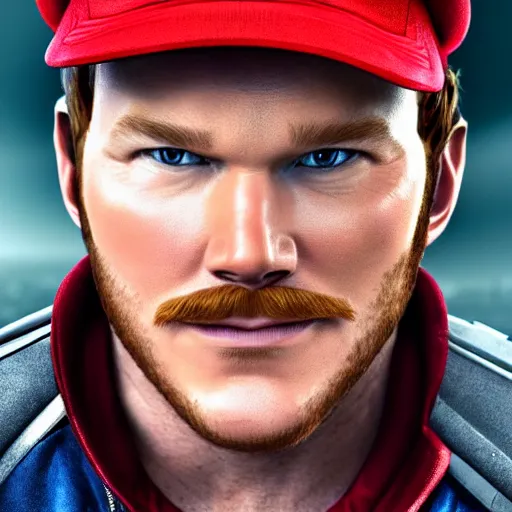 Image similar to a film still portrait of chris pratt dressed up as mario in real life as a real person, grotesque, disturbing, disgusting, realistic hyperrealistic 4 k resolution 8 k resolution highly detailed very detailed extremely detailed hd quality detailed face very detailed face extremely detailed face trending on artstation, modern portrait, modern photograph, film still