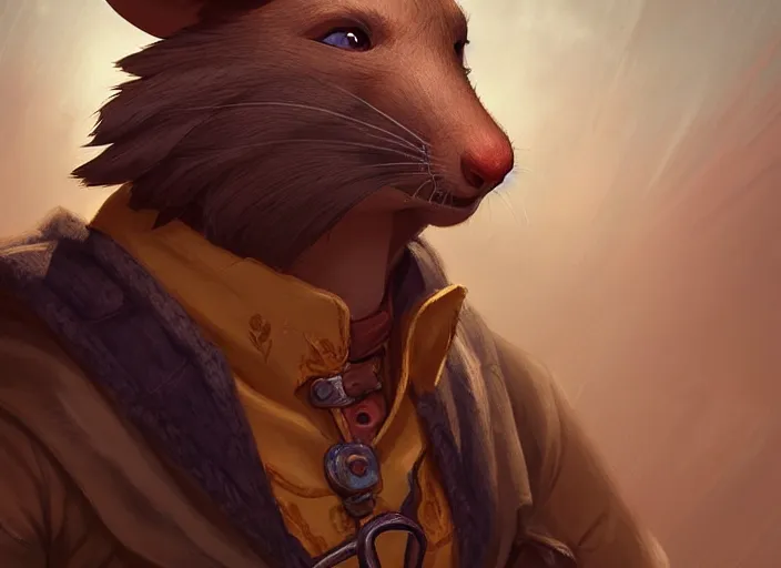 Image similar to character portrait feature of the anthro male anthropomorphic rat fursona wearing cowboy outfit wild west desperado character design stylized by charlie bowater, ross tran, artgerm, makoto shinkai, detailed, soft lighting, rendered in octane