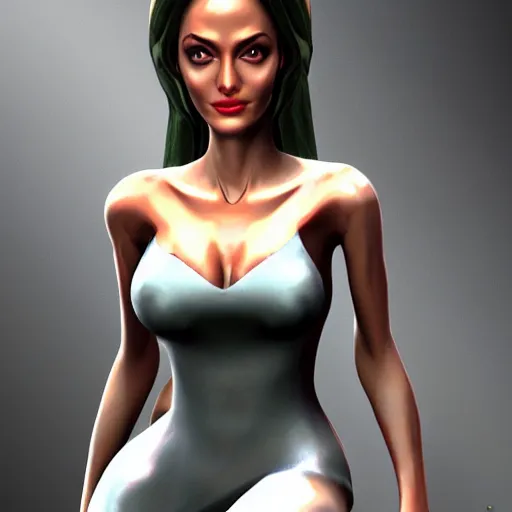 Image similar to angelina jolie dota skin, angelina jolie as a character in the video game dota, 3 d render, video game