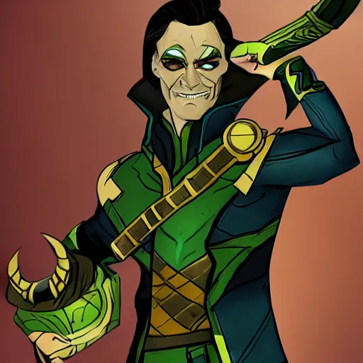 Image similar to loki from marvel in borderlands style