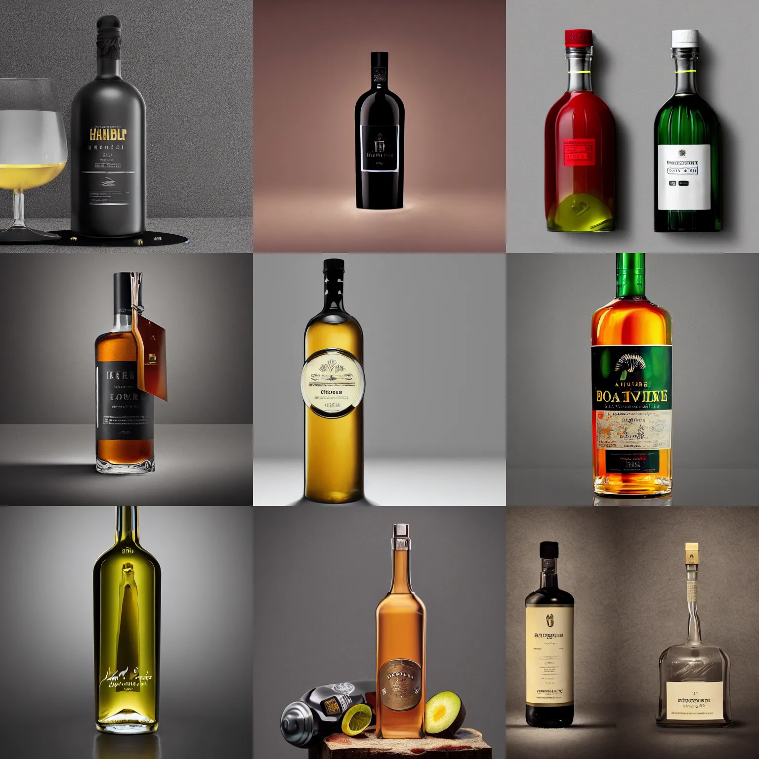 Prompt: a bottle of liqueur with modern design, studio lighting, product shot, thedieline, behance, packaging award, herbal, nordic