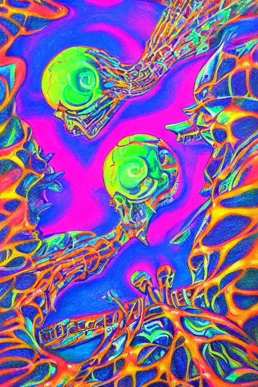 Image similar to rock and rol, painted by ilene meyer and james allen, trending on artstation, psychedelic lighting microscopic view final, epic fantasy, stuckism, colored pencil art, grunderzeit