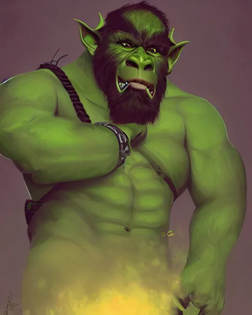 Prompt: « a portrait of a green orc chief, reddit contest winner, sots art, ilya kuvshinov, 2 d art, parallax »