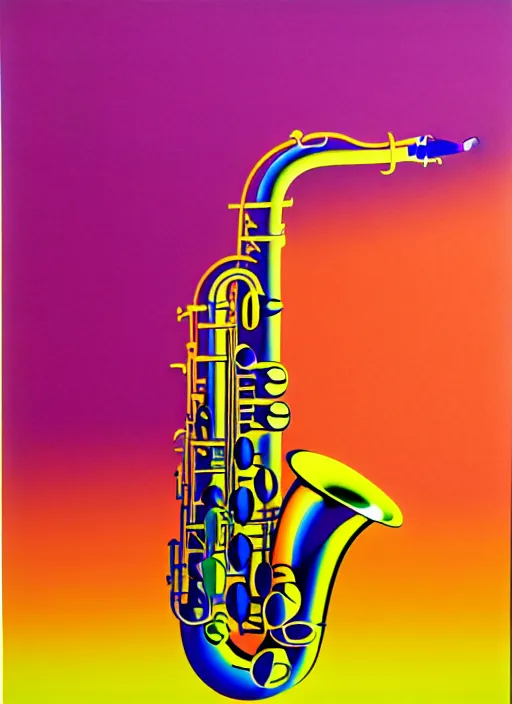 Image similar to saxophone by shusei nagaoka, kaws, david rudnick, airbrush on canvas, pastell colours, cell shaded, 8 k