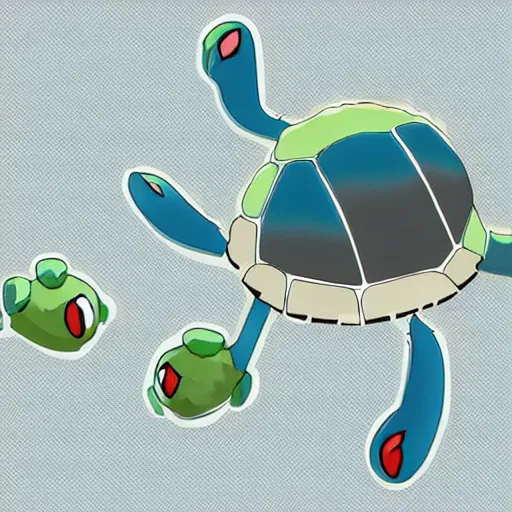 Prompt: illustration of an new pokemon inspired by an turtle