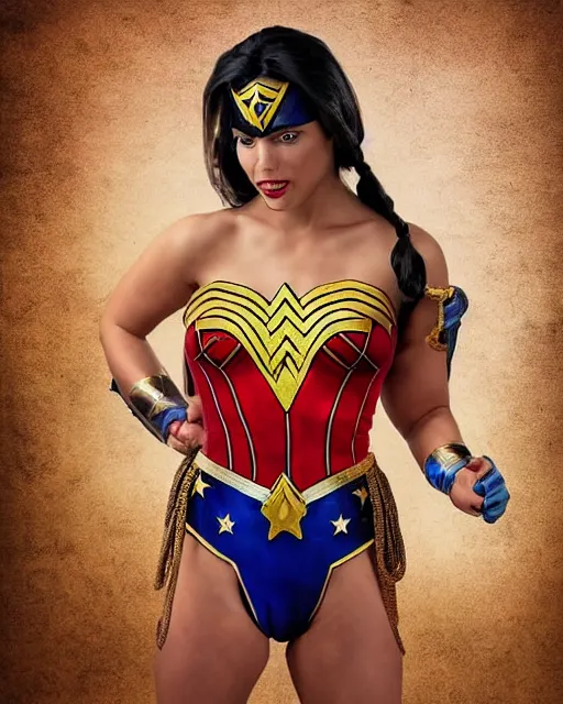 Image similar to photos of a Chimpanzee dressed as Wonder Woman. Photography in the style of National Geographic, photorealistic