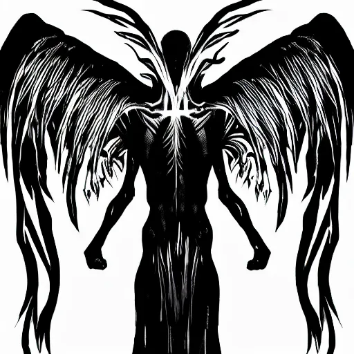 Image similar to half demon half angel divided vertically down the center