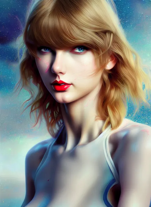 Image similar to taylor swift, evangelion, au naturel, hyper detailed, digital art, trending in artstation, cinematic lighting, studio quality, smooth render, frostbite 3 engine rendered, art style by klimt and nixeu and ian sprigger and wlop and krenz cushart