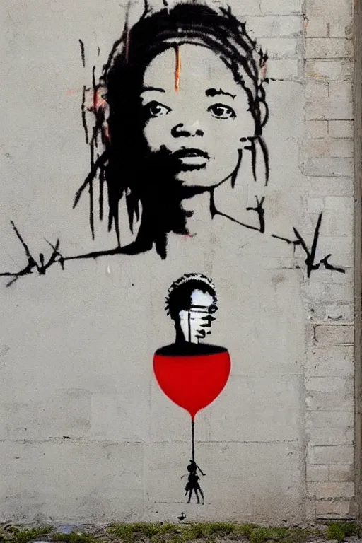 Image similar to a woman inside of an empty light bulb. the woman has wings. by banksy and basquiat