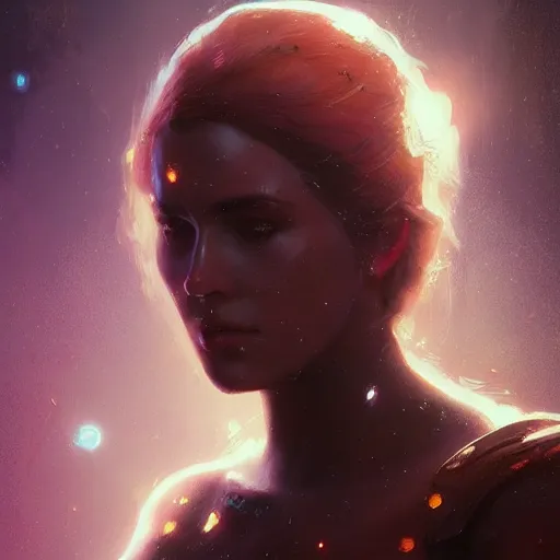 Prompt: a beautiful portrait of a space queen by greg rutkowski and annie louisa swynnerton trending on artstation