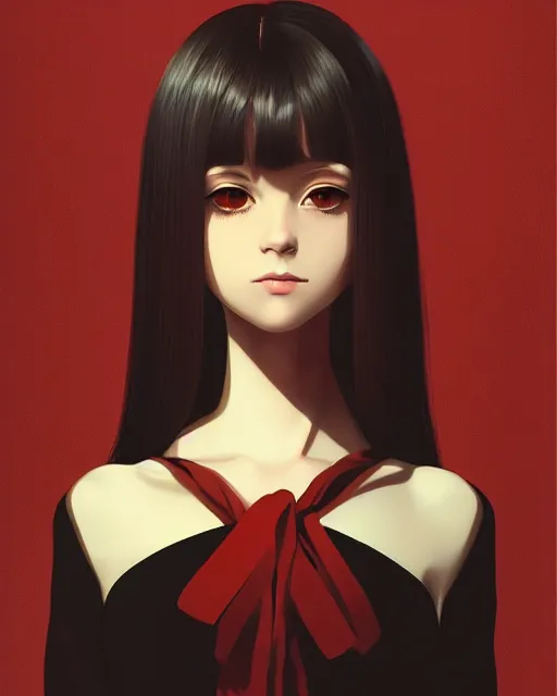 Image similar to a centered portrait of a beautiful nervous girl, by ilya kuvshinov. 7 0 mm