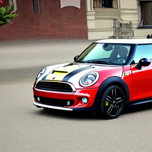 Image similar to of a mini cooper mixed with ferrari