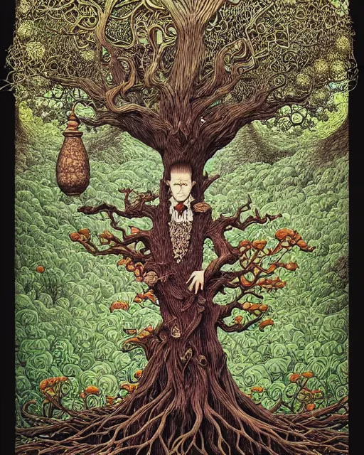 Image similar to portrait painted in jacek yerka style drawn by vania zouravliov and takato yamamoto, inspired by the tree of life, intricate acrylic gouache painting, high detail, sharp high detail, artstation