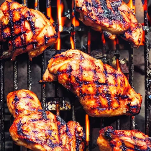 Image similar to barbeque grilled chicken, high details, cinematic, 8k resolution, beautiful detailed, insanely intricate details, artstation trending, octane render, unreal engine,