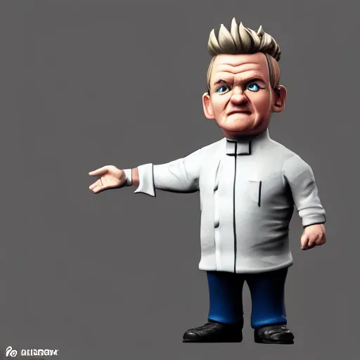 Image similar to plastic miniature cute little figurine of gordon ramsay, heroclix, blender, 8 k, octane render, unreal engine, redshift render, trending on artstation, highly detailed