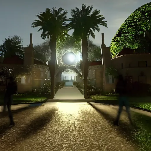 Image similar to splinter cell sam fisher infiltrating Mar a Lago 4k subscatter video game lens flare