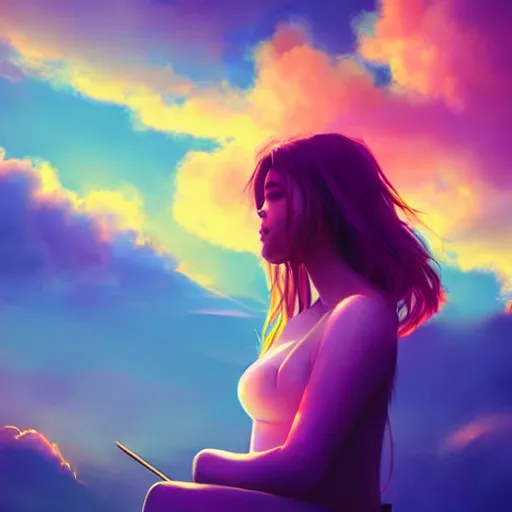 Image similar to cotton candy kisses, concept art, artstation, golden hour, perfect lighting, clouds, nebulas, realistic shadows