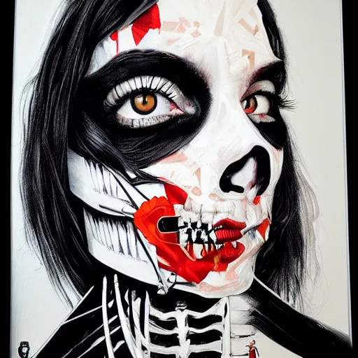 Image similar to a skeleton in black cloak by Sandra Chevrier