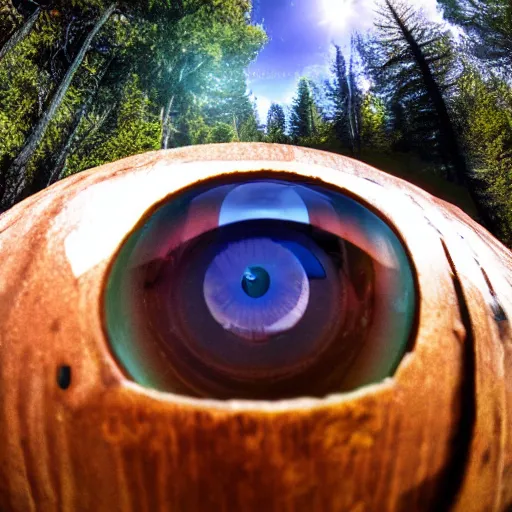 Prompt: ernest got to camp crystal lake, hyper realistic, fish eye lense