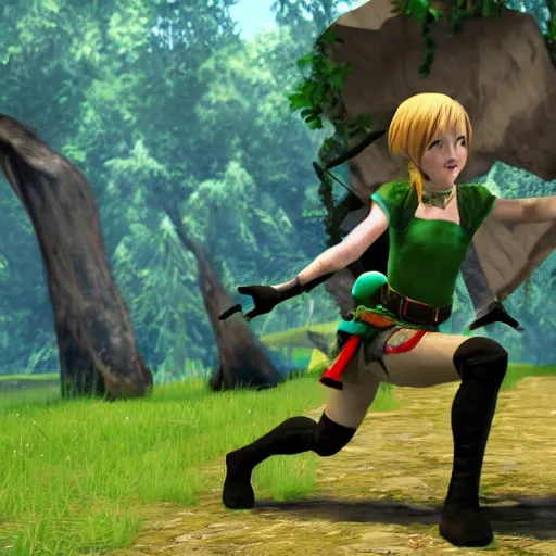 Image similar to linkle doing the splits, ingame screenshot