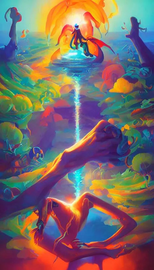 Prompt: psytrance artwork, by rhads