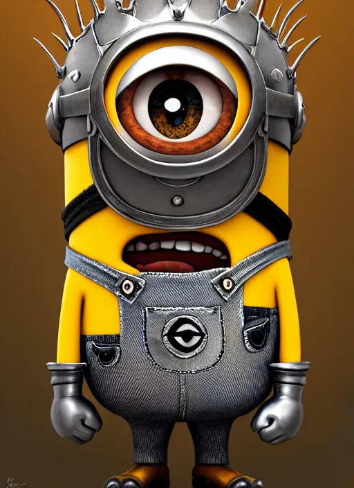 Image similar to Minion Bob from despicable me as a Knight King, fantasy, intricate, ornate, Hyperdetailed, digital art, behance, artstation, smooth, sharp focus, bokeh, illustration, digital painting, elegant, symmetrical,