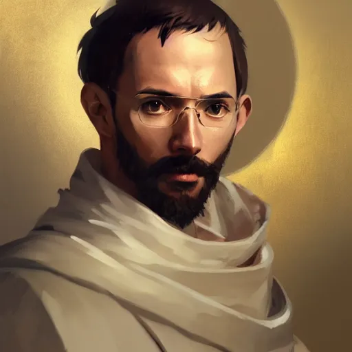 Prompt: portrait of saint ignatius of loyola, 4 k, concept art, by wlop, ilya kuvshinov, artgerm, krenz cushart, greg rutkowski, pixiv. cinematic dramatic atmosphere, sharp focus, volumetric lighting, cinematic lighting, studio quality