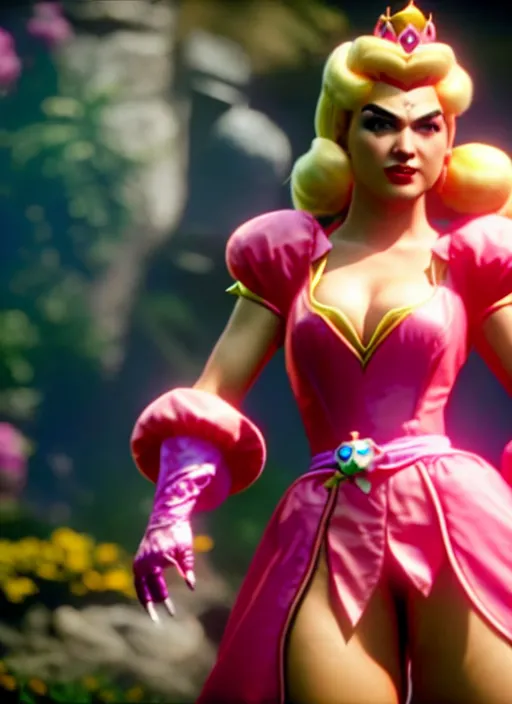 Image similar to princess peach in mortal kombat 1 1, ps 5 screen capture, 4 k