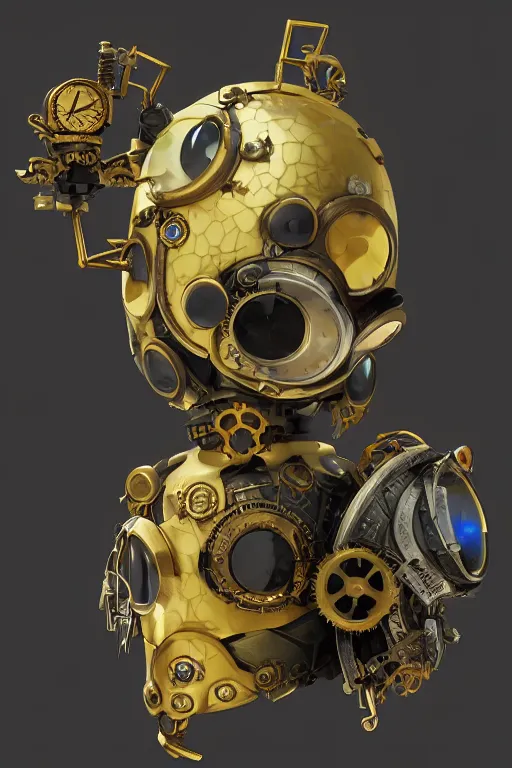 Image similar to steampunk mask minimalist fantasy art robot ninja helmet, global illumination ray tracing hdr fanart arstation by sung choi and eric pfeiffer and gabriel garza and casper konefal chaykin howard and campionpascale and cooke darwyn and davis jack