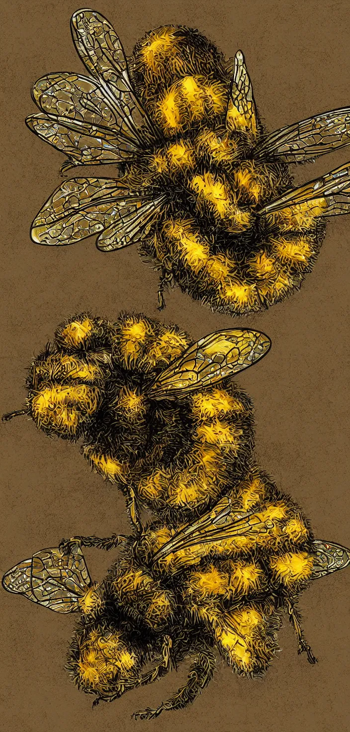 Image similar to metamorphosis of a mechanical Bee shedding it's organic outer layer, digital art