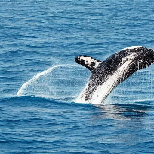 Prompt: whale in the ocean eating small plastic bags