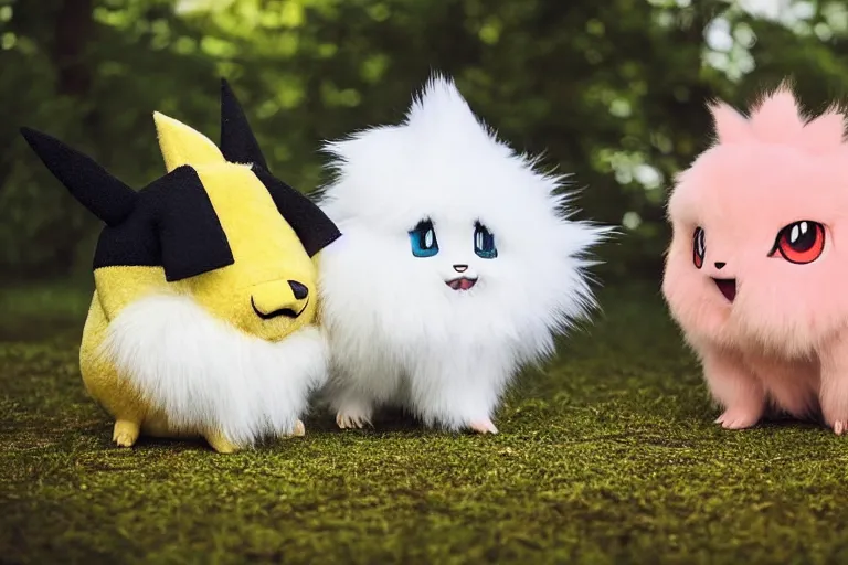 Image similar to real life pokemon, cute!!!, content!!!, mischievous!!!, adorable!!!, fluffy!!!, ultra realistic!!!, battle versus hariyama, golden hour, sharp focus, tiny amount of chromatic aberration