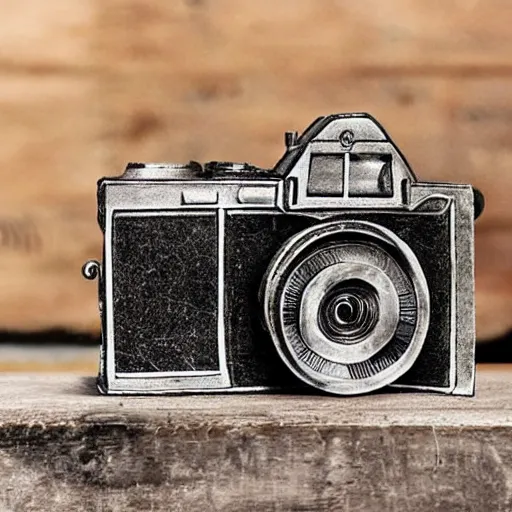 Prompt: a very old camera on a table photo - realistic