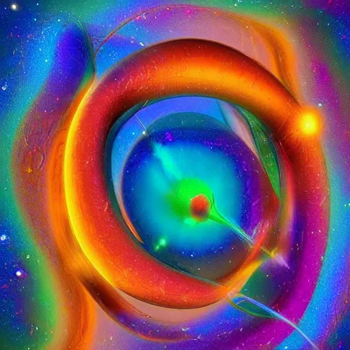 Prompt: a colorful sculpture of two galaxies entwined , 3d render, abstract art in the style of cubsim and geogia o keefe,