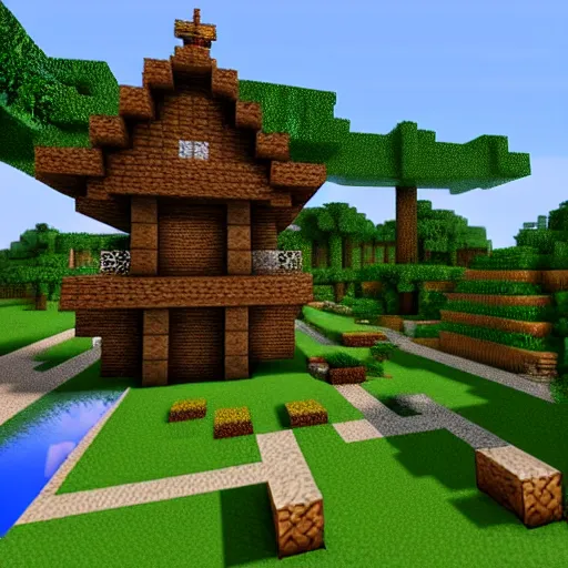 Prompt: Minecraft Japanese village