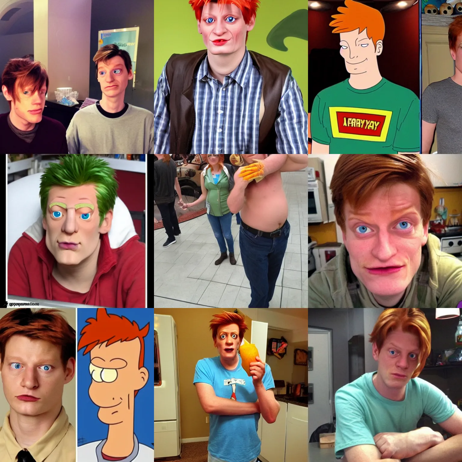 Prompt: fry from futurama as a real person.