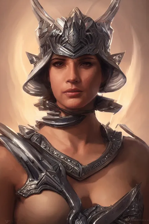 Image similar to amazon valkyrie athena, d & d, fantasy, portrait, highly detailed, headshot, digital painting, trending on artstation, concept art, sharp focus, illustration, art by artgerm and greg rutkowski and magali villeneuve